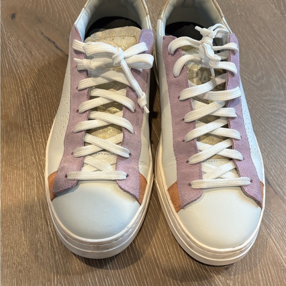 P448 Women's Sneakers in White, Lavender, and Gold - Picture 4 of 9